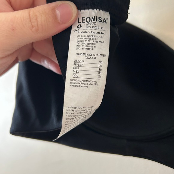 Leonisa Black Smoothing Coverage Underwire Bra 38DD - Picture 7 of 10